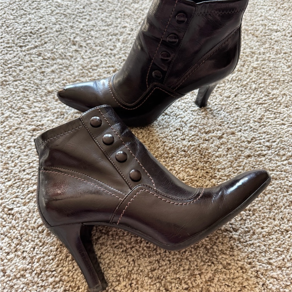 Franco Sarto Dark Brown Ankle Booties